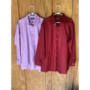 Stafford Essentials LS Dress Shirt Bundle Large Burgandy Lavender